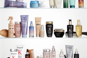 Kerastase shampoo, conditioner, serum, treatments and masks on on shelves